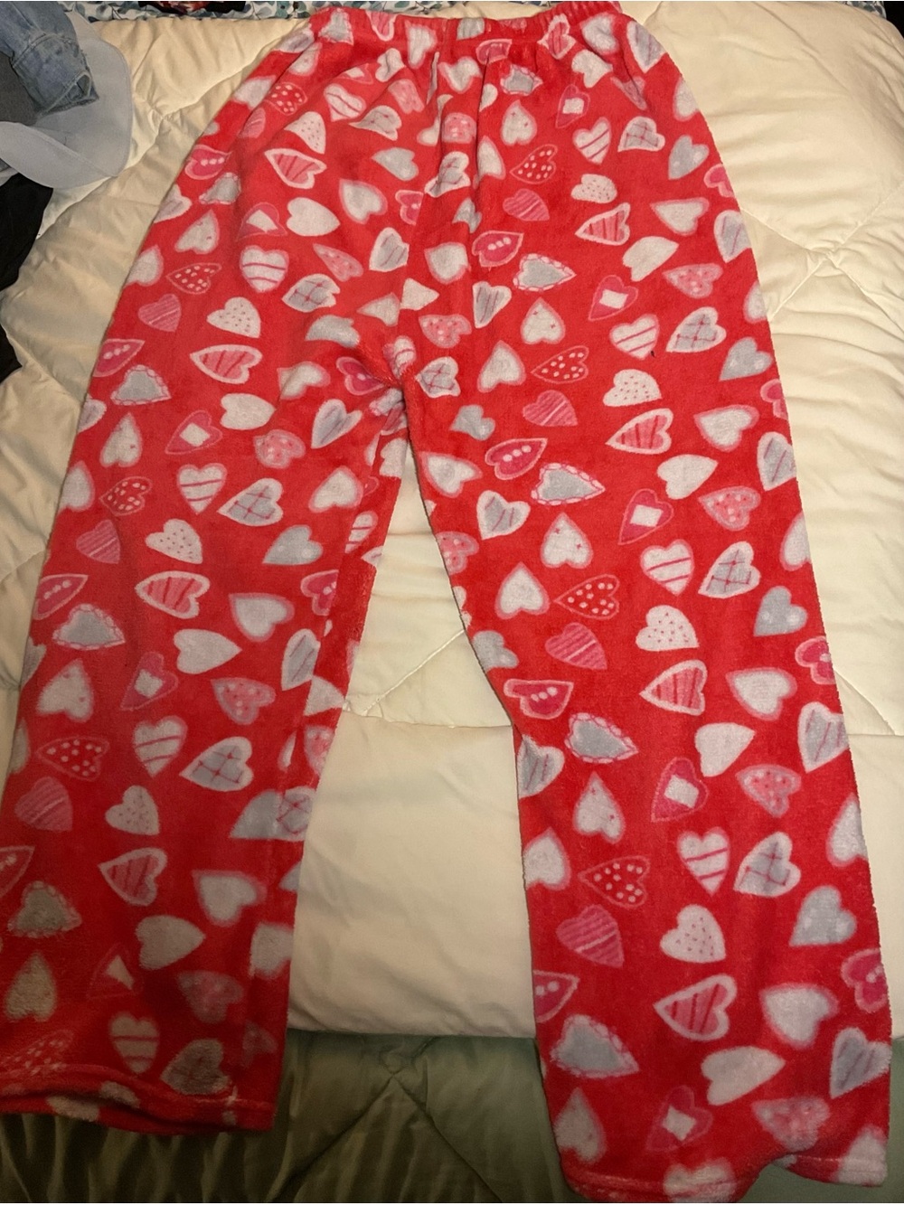 Girls Pink Heart Fleece Pajama Pants